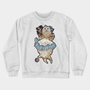 Ferret Alice In Wonderland With Tea Cups - Black Outlined Version Crewneck Sweatshirt